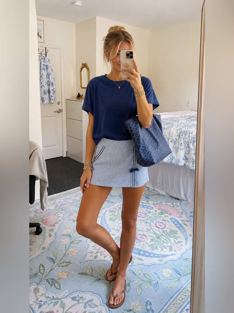 Lilly Pulitzer Seersucker Skort Size 0 Blue & White Preppy Mini